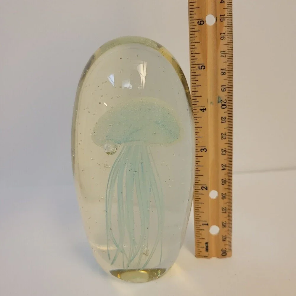 Vintage Paperweight Hand Blown Jellyfish Art Glass Paperweight